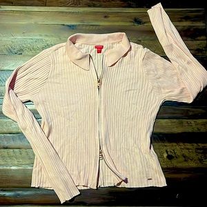 Guess pale pink zip sweater L
